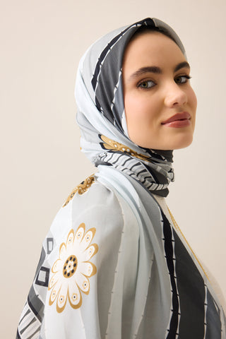 Papatya Noor Gri Pamuk Floş Şal 70x210