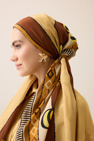 Papatya Noor Hardal Pamuk Floş Şal 70x210