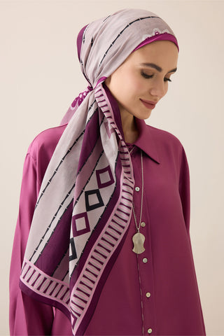 Papatya Noor Mürdüm Pamuk Floş Şal 70x210