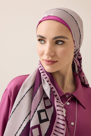 Papatya Noor Mürdüm Pamuk Floş Şal 70x210