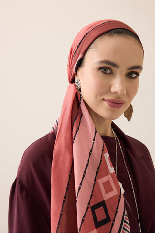 Papatya Noor Şeftali Pamuk Floş Şal 70x210