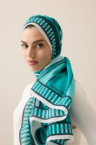 Papatya Noor Yeşil Pamuk Floş Şal 70x210