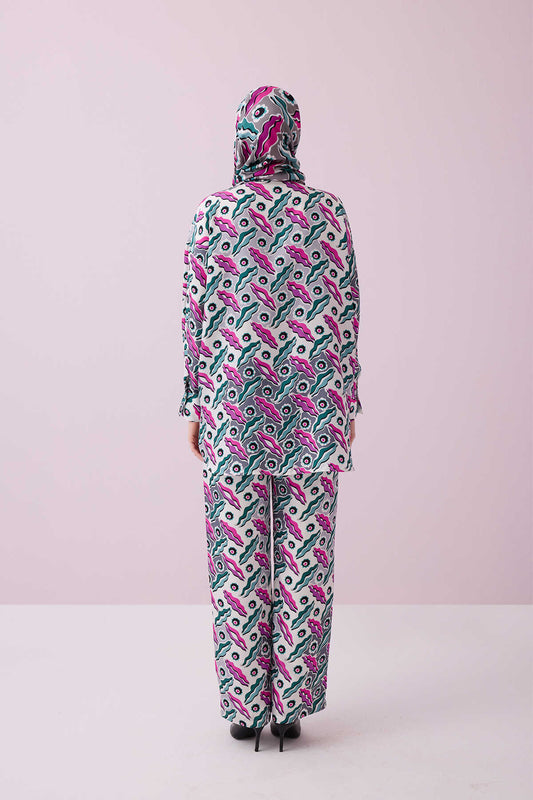 Pelenk Pembe İpek Pijama Pantolon