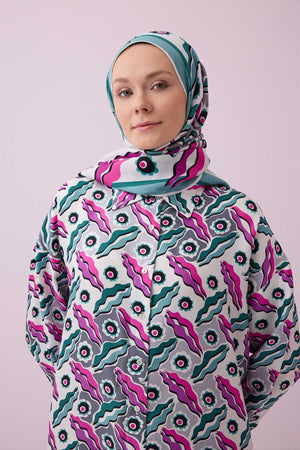 Pelenk Pembe Tivil İpek Pijama Gömlek