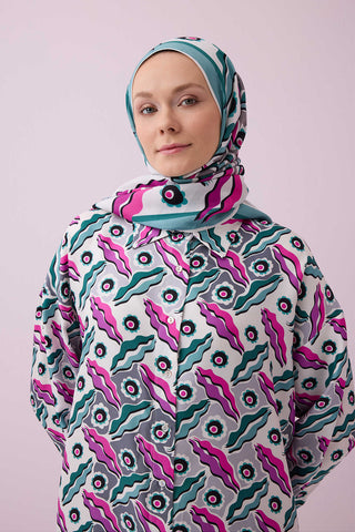 Pelenk Pembe Tivil İpek Pijama Gömlek