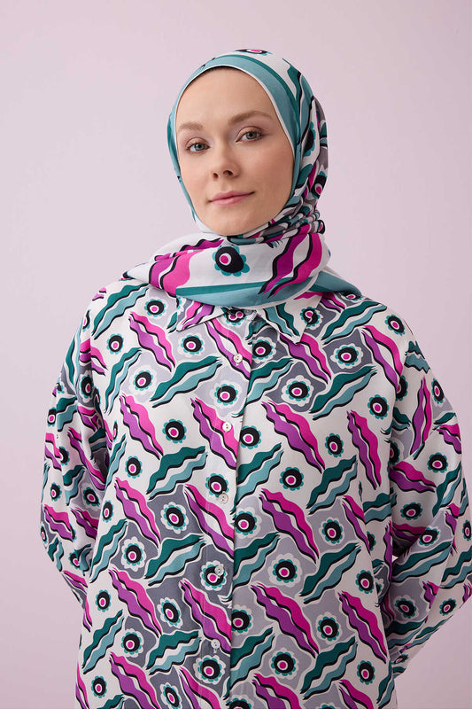 Pelenk Pembe Tivil İpek Pijama Gömlek