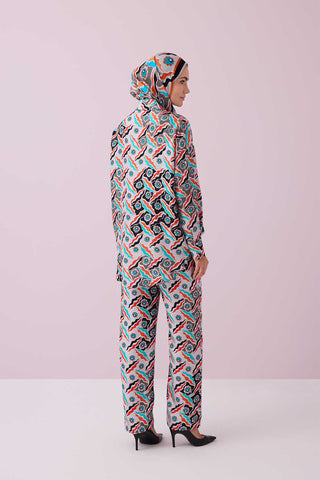 Pelenk Turkuaz İpek Pijama Pantolon