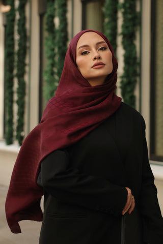 Pencere Kafes Bordo Ramy Jakar Şal 70x210