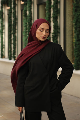 Pencere Kafes Bordo Ramy Jakar Şal 70x210