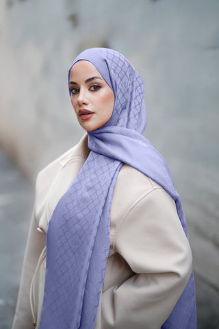 Pencere Kafes Lavanta Ramy Jakar Şal 70x210