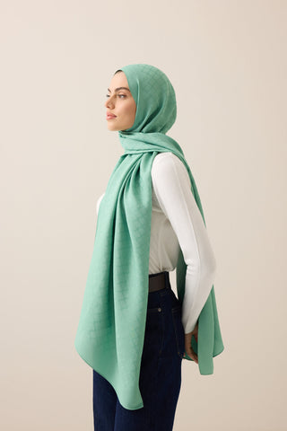 Pencere Kafes Mint Yeşili Ramy Jakar Şal 70x210