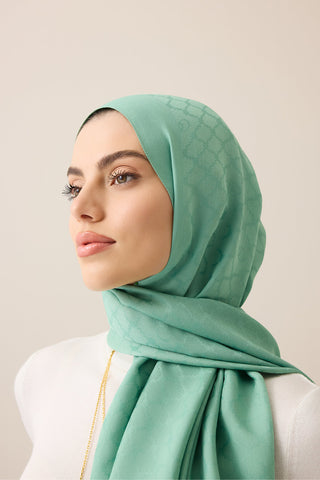 Pencere Kafes Mint Yeşili Ramy Jakar Şal 70x210