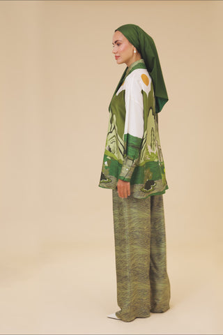 İki Deniz Taş Krep İpek Kaftan