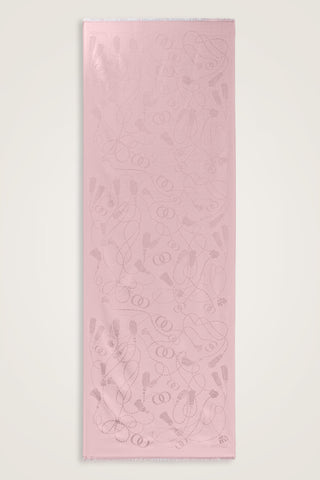 Püskül Noor Toz Pembe Jakar İpek Şal 70x200