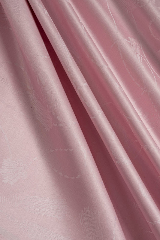 Püskül Noor Toz Pembe Jakar İpek Şal 70x200