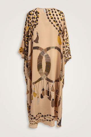 Püskül Noor Bej Krep İpek Kaftan