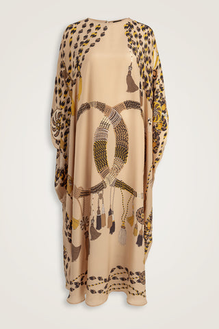 Püskül Noor Bej Krep İpek Kaftan