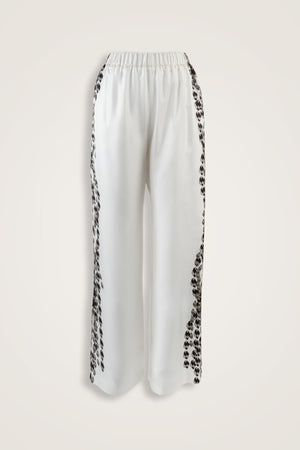 Tassel Noor White Plain Silk Trousers