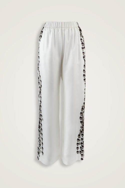 Tassel Noor White Plain Silk Trousers