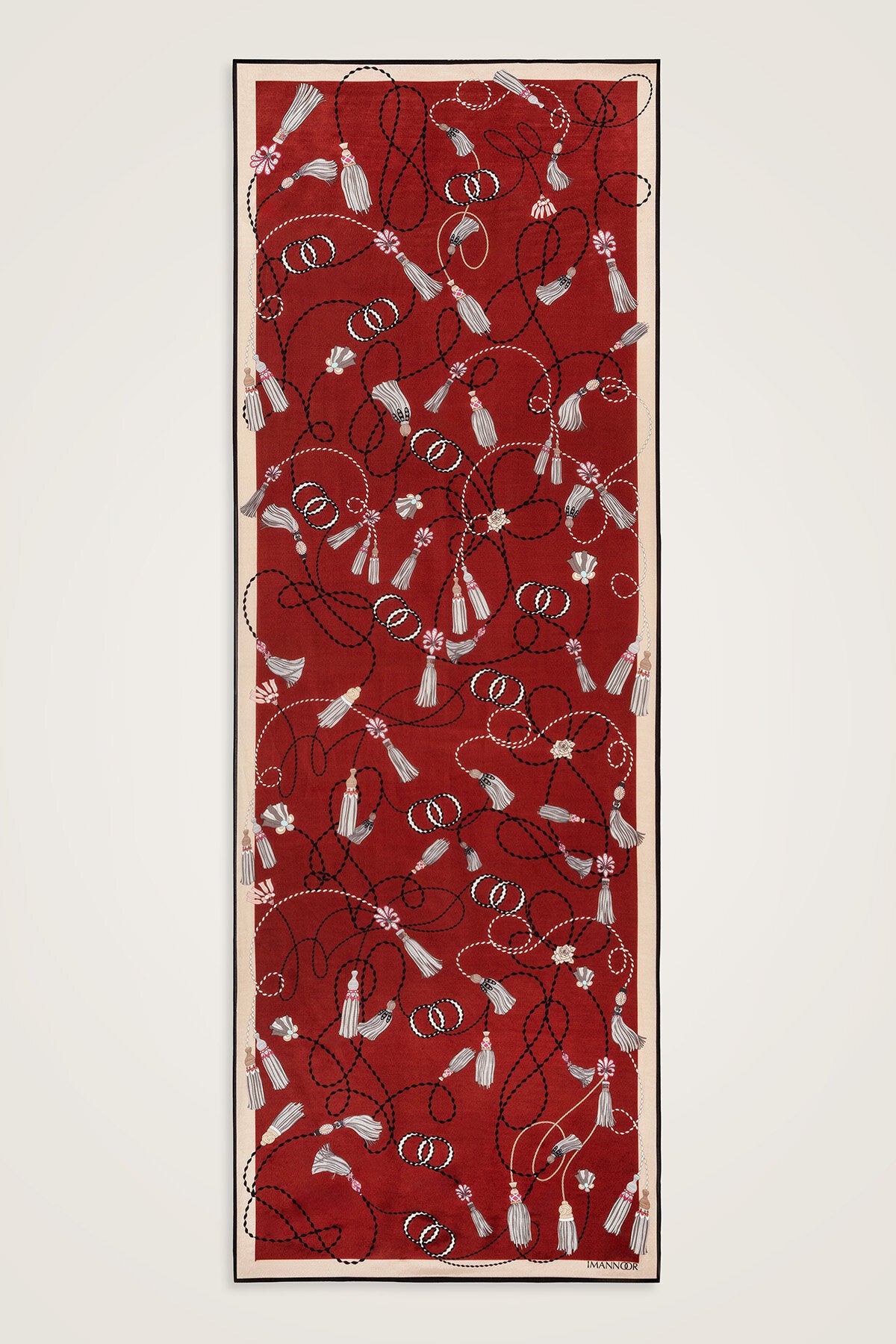 Püskül Noor Bordo Floş Pamuk Şal 70x210
