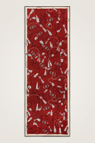 Püskül Noor Bordo Floş Pamuk Şal 70x210