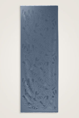 Püskül Noor Denim Jakar İpek Şal 70x200