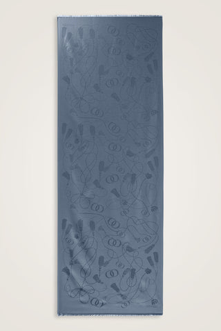 Püskül Noor Denim Jakar İpek Şal 70x200