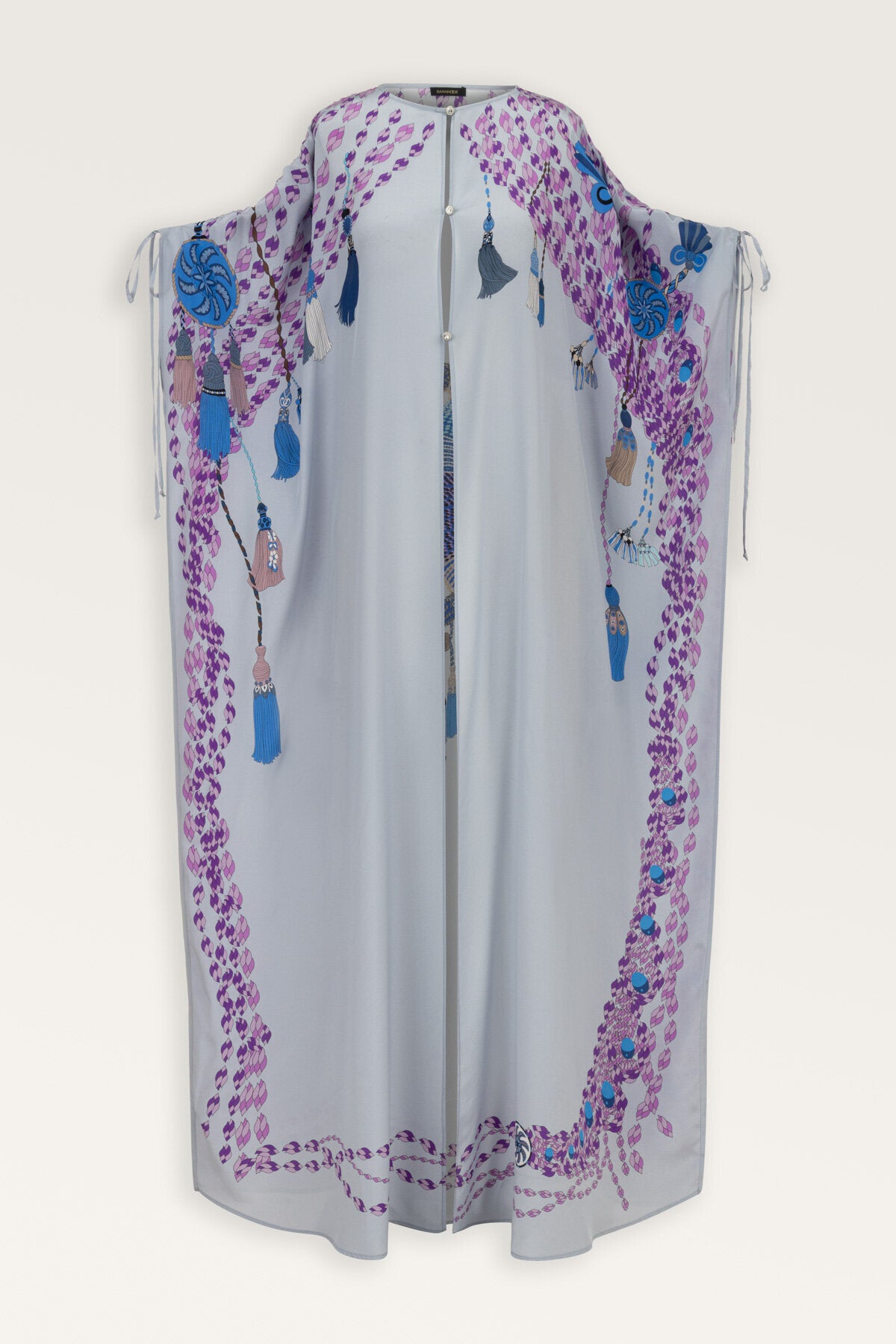 Püskül Noor Gri Krep İpek Abaya