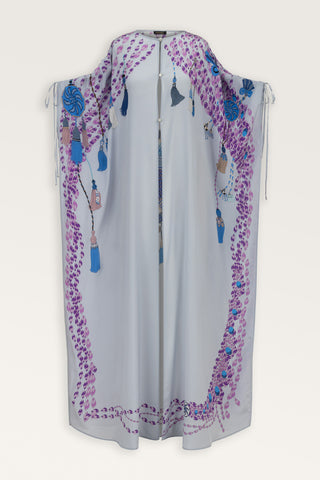 Püskül Noor Gri Krep İpek Abaya