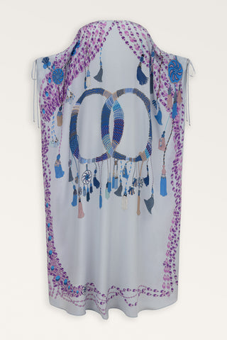Püskül Noor Gri Krep İpek Abaya