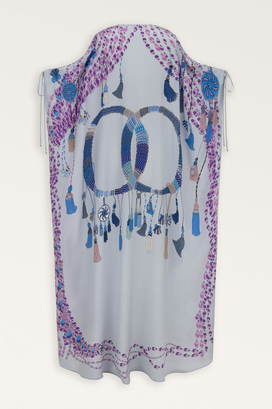 Püskül Noor Gri Krep İpek Abaya
