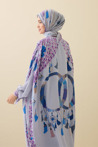 Püskül Noor Gri Krep İpek Abaya
