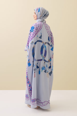 Püskül Noor Gri Krep İpek Abaya