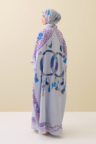 Püskül Noor Gri Krep İpek Abaya