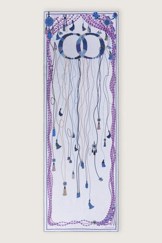 Püskül Noor Gri Krep İpek Abaya Şalı 70x210