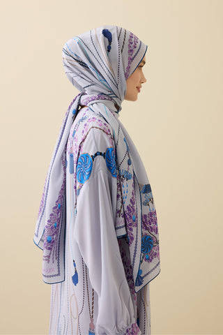 Püskül Noor Gri Krep İpek Abaya Şalı 70x210