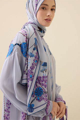 Püskül Noor Gri Krep İpek Abaya Şalı 70x210