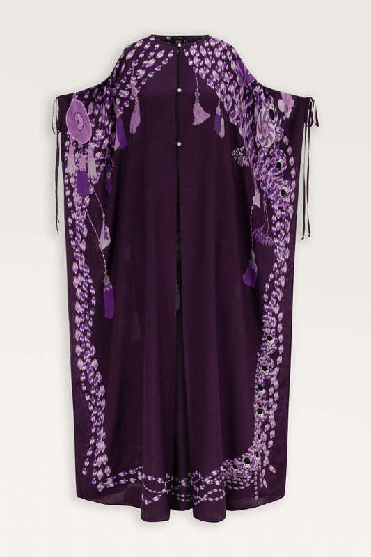 Püskül Noor Mürdüm Krep İpek Abaya