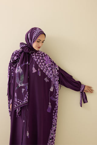 Püskül Noor Mürdüm Krep İpek Abaya
