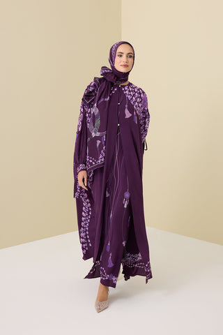 Püskül Noor Mürdüm Krep İpek Abaya