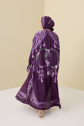 Püskül Noor Mürdüm Krep İpek Abaya