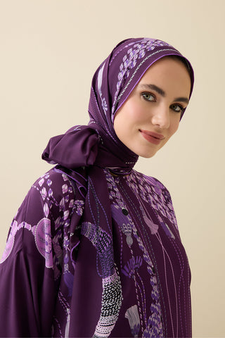 Püskül Noor Mürdüm Krep İpek Abaya Şalı 70x210
