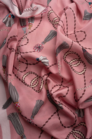Püskül Noor Pembe Floş Pamuk Şal 70x210