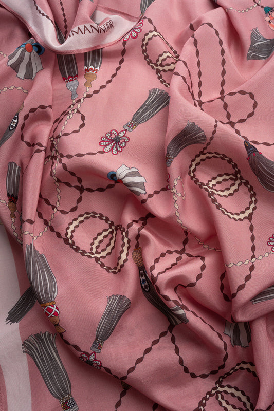 Püskül Noor Pembe Floş Pamuk Şal 70x210