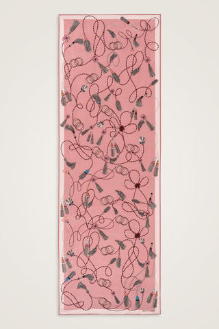 Püskül Noor Pembe Floş Pamuk Şal 70x210