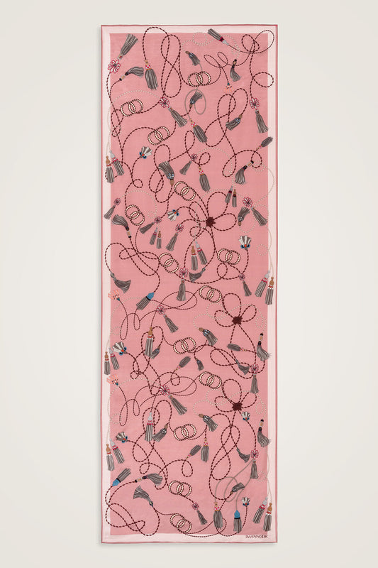 Püskül Noor Pembe Floş Pamuk Şal 70x210