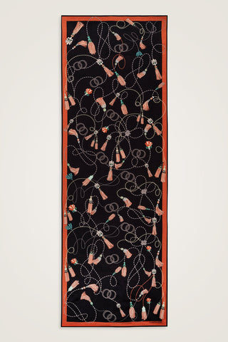 Püskül Noor Siyah Floş Pamuk Şal 70x210