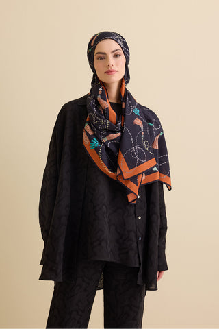 Püskül Noor Siyah Floş Pamuk Şal 70x210