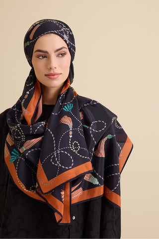 Püskül Noor Siyah Floş Pamuk Şal 70x210