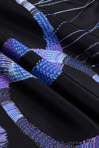 Püskül Noor Siyah-Fuşya Krep İpek Abaya Şalı 70x210